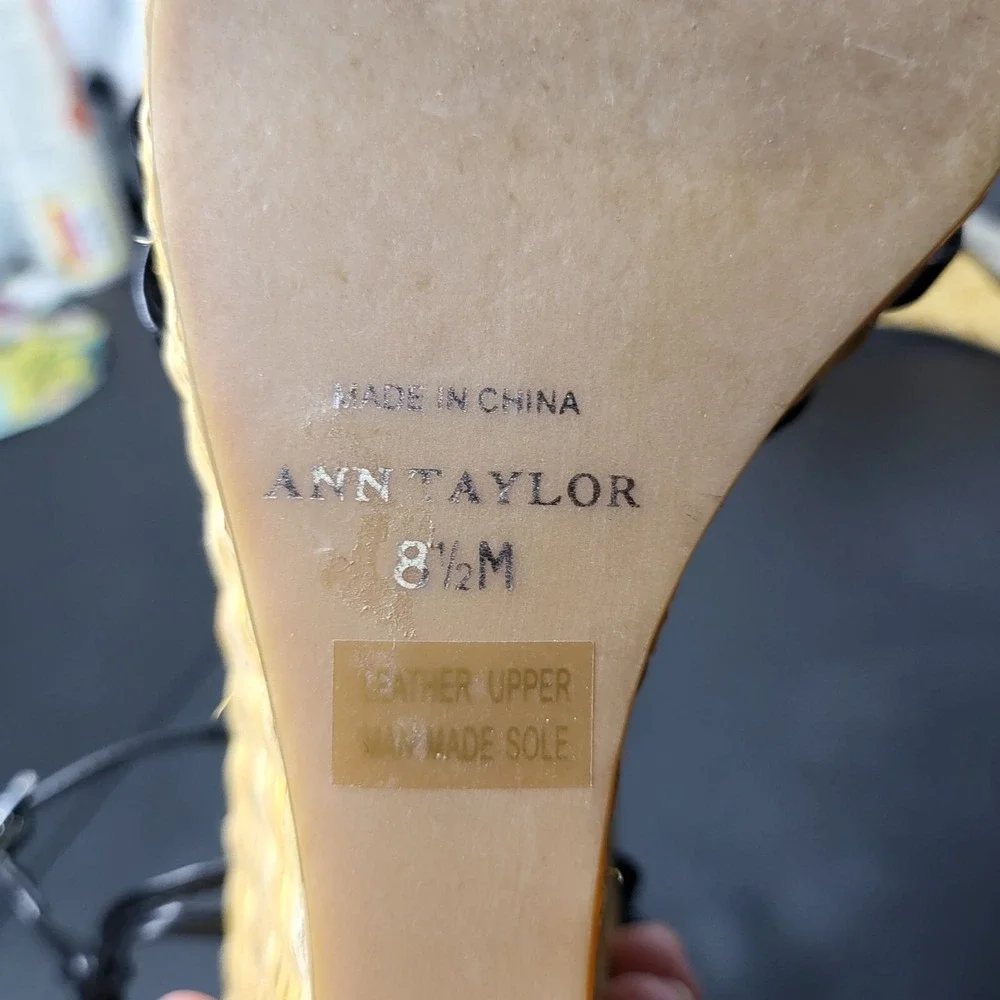 Ann Taylor Womens Raffia Strappy Wedge Heels Size 8.5‎ Summer Neutral Date Night